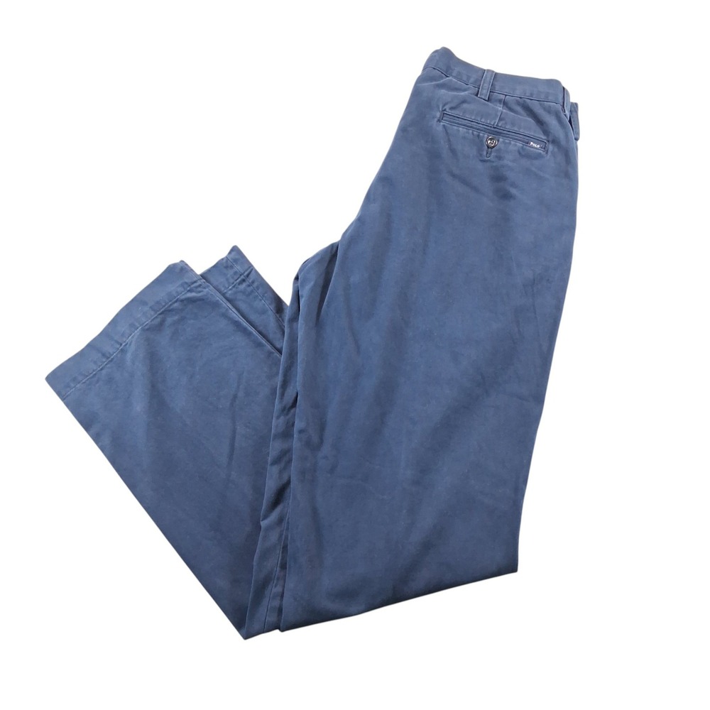 Polo Ralph Lauren Mens Chino Pants 34/34 Navy Blue Classic‎ Fit Cotton Trousers